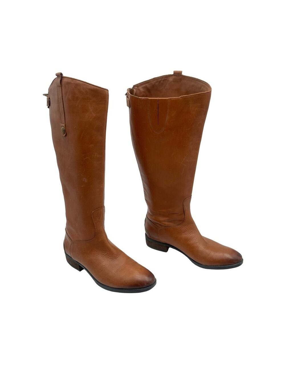 Sam Edelman Penny riding boots women’s whiskey Brown Leather Knee-High Boots - 9
